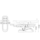 Manufakturo Grace White The Complete Salon Set - Beauty Bed, Chair, Moonlight & Trolley - dimensions and measurements shown