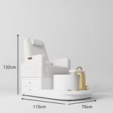 Manufakturo Noémie Luxury Electric Pedicure Chair with Matching Stool - Massage Backrest, Gold Tap, White - close-up of a construction detail