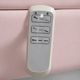 Manufakturo Grace Bare Blush electric beauty bed hand-held control with the original buttons and indicator, against matching upholstery.