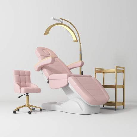 Manufakturo Grace Bare Blush The Complete Salon Set - Beauty Bed, Chair, Moonlight & Trolley - coordinated furniture pieces arranged on a white background