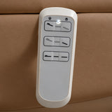 Manufakturo Grace Caramel electric beauty bed hand-held control with the original buttons and indicator, against matching upholstery.