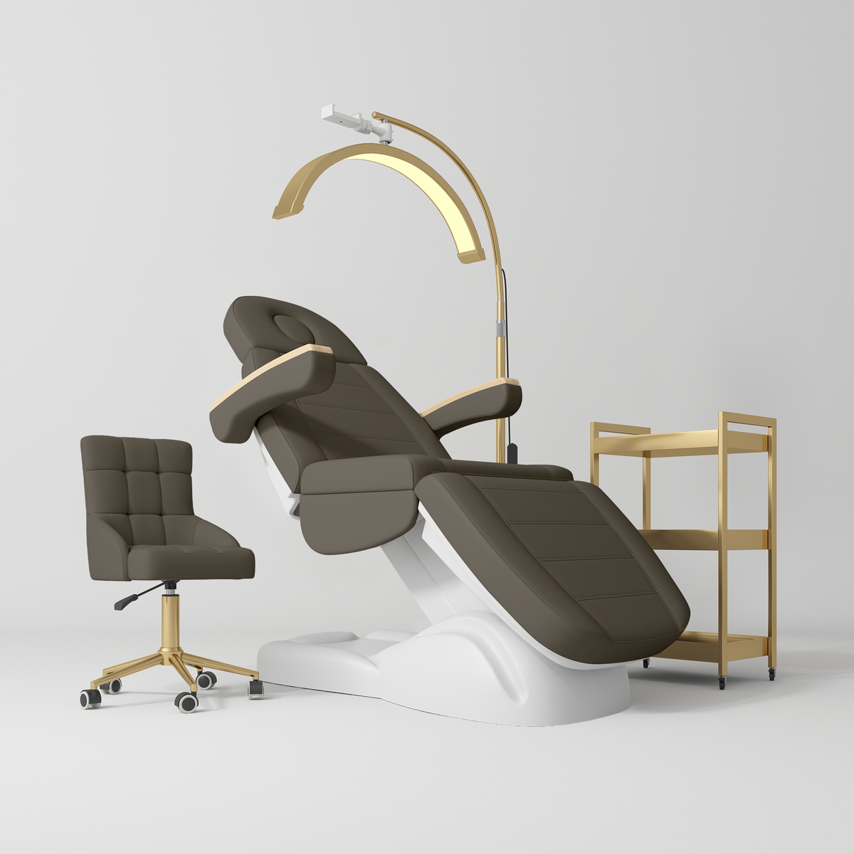 Manufakturo Grace Cocoa Mocha The Complete Salon Set - Beauty Bed, Chair, Moonlight & Trolley - close-up of a construction detail
