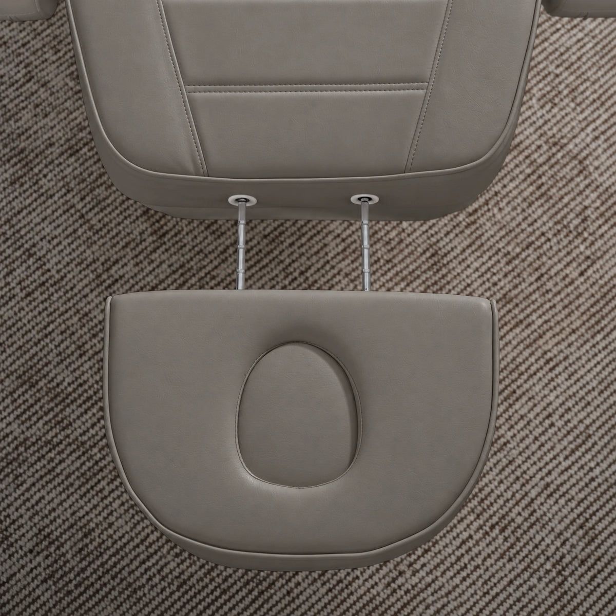Manufakturo Grace Deep Ash electric beauty bed extended headrest with fitted face insert and two metal adjustment rods.