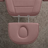 Manufakturo Grace Dusty Rose electric beauty bed extended headrest with fitted face insert and two metal adjustment rods.