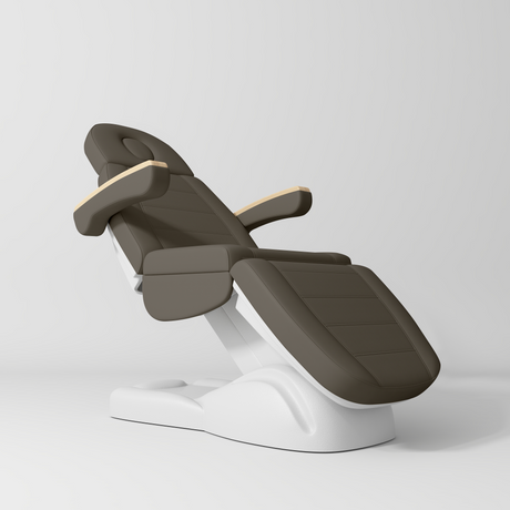 Manufakturo Grace Electric Beauty Bed - 3 Motors Cocoa Mocha - displayed in a professional treatment-room setting