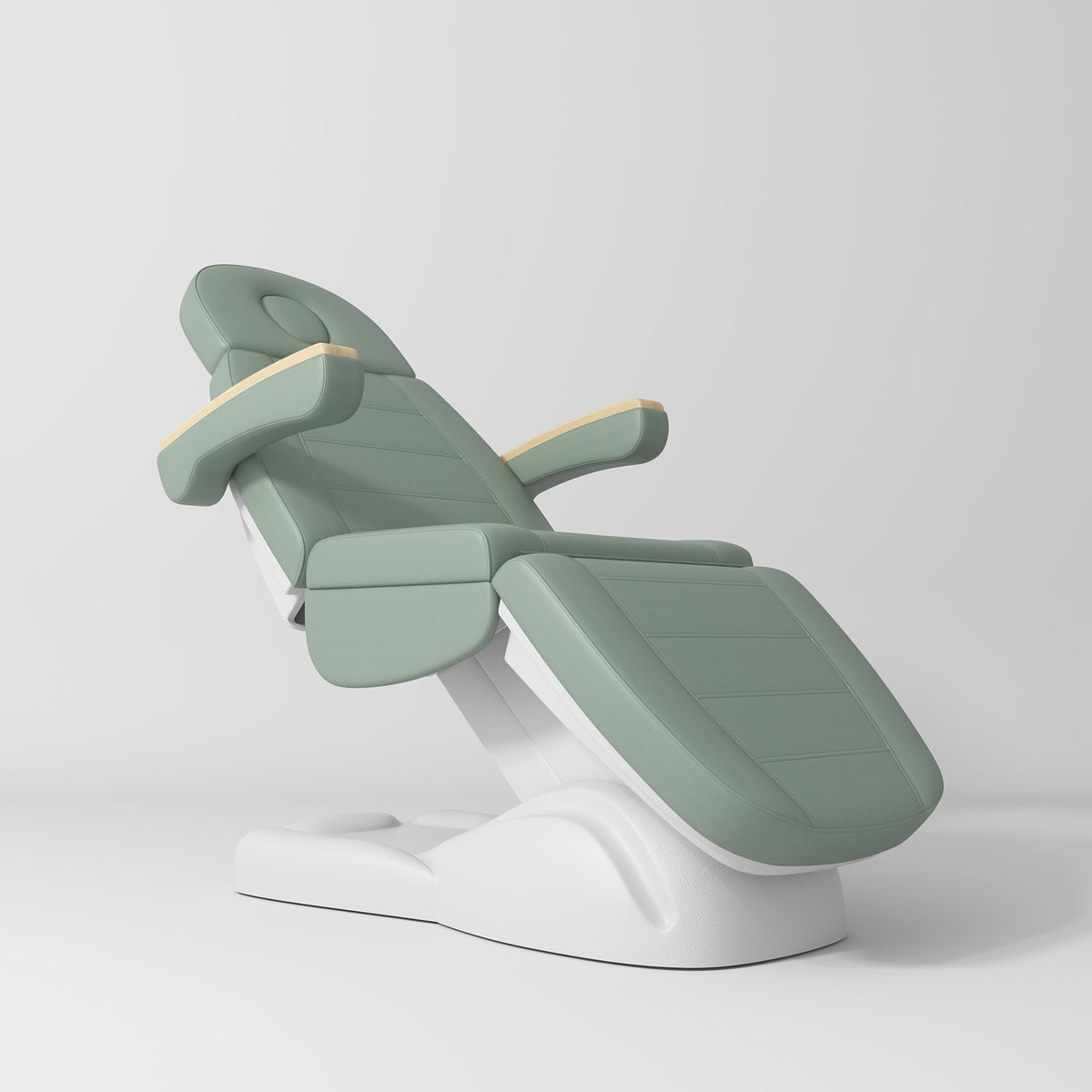 Manufakturo Grace Olive The Complete Salon Set - Beauty Bed, Chair, Moonlight & Trolley - coordinated furniture pieces arranged on a white background