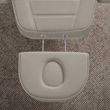 Manufakturo Grace Pearl Greige electric beauty bed extended headrest with fitted face insert and two metal adjustment rods.