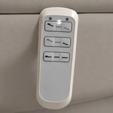 Manufakturo Grace Pearl Greige electric beauty bed hand-held control with the original buttons and indicator, against matching upholstery.