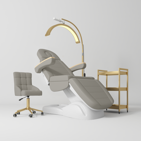 Manufakturo Grace Pearl Greige The Complete Salon Set - Beauty Bed, Chair, Moonlight & Trolley - close-up of a construction detail