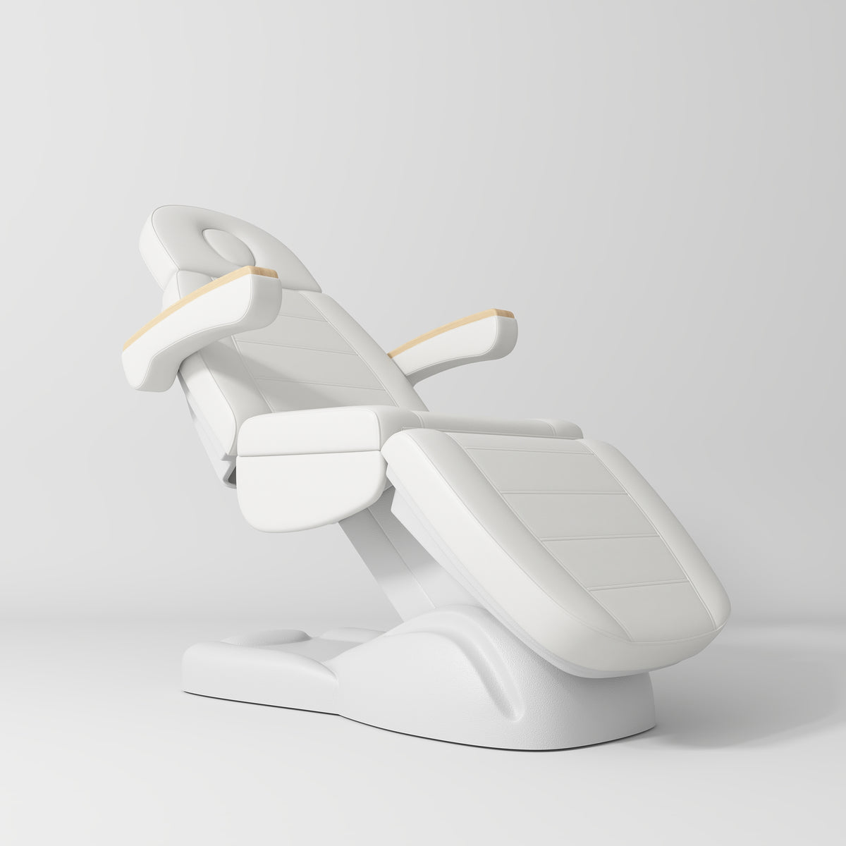 Manufakturo Grace White The Complete Salon Set - Beauty Bed, Chair, Moonlight & Trolley - coordinated furniture pieces arranged on a white background
