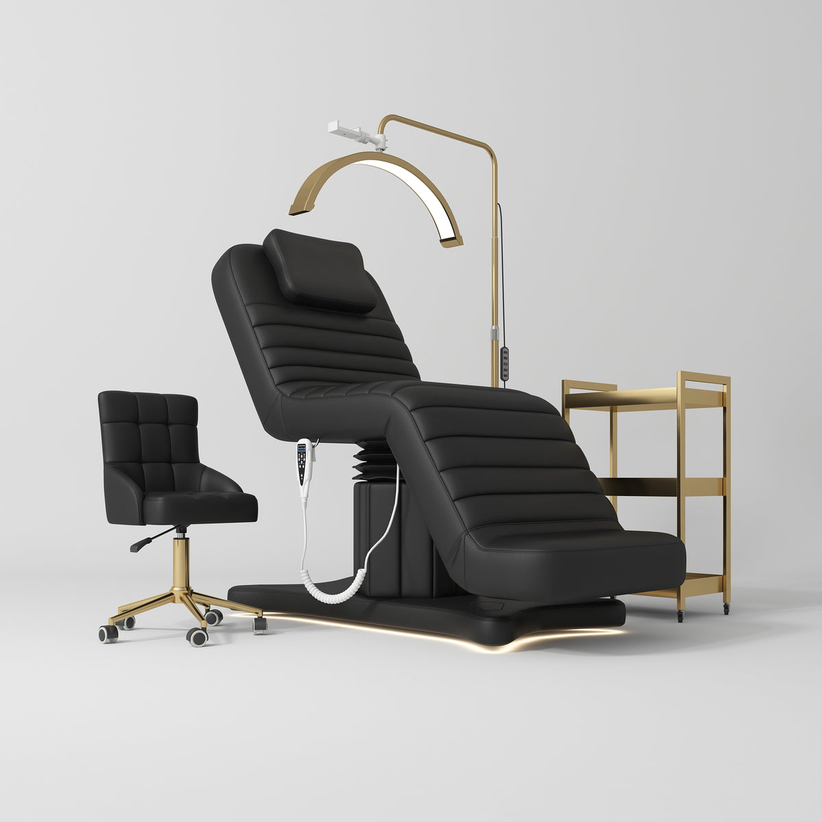 Manufakturo Grandeur Black The Complete Studio Set - Beauty Bed, Chair, Moonlight & Trolley - close-up of a construction detail