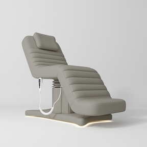 Manufakturo Grandeur Electric Lash Beauty Bed - 3 Motors Pearl Greige - close-up of the upholstery and construction details