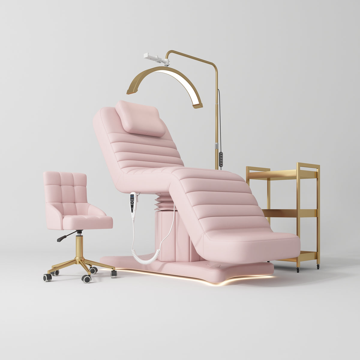 Manufakturo Grandeur Light Pink The Complete Studio Set - Beauty Bed, Chair, Moonlight & Trolley - close-up of a construction detail
