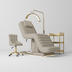 Manufakturo Grandeur Stone Taupe The Complete Studio Set - Beauty Bed, Chair, Moonlight & Trolley - close-up of a construction detail