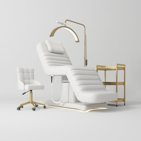 Manufakturo Grandeur White The Complete Studio Set - Beauty Bed, Chair, Moonlight & Trolley - close-up of a construction detail