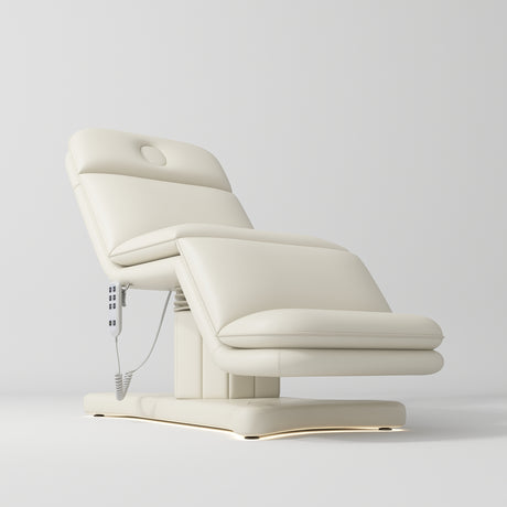 Manufakturo Heated Imperial Signature Electric Beauty Bed Creamy - close-up of the upholstery and construction details