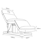 Manufakturo Heated Imperial Signature Electric Beauty Bed Cocoa Mocha - dimensions and measurements shown