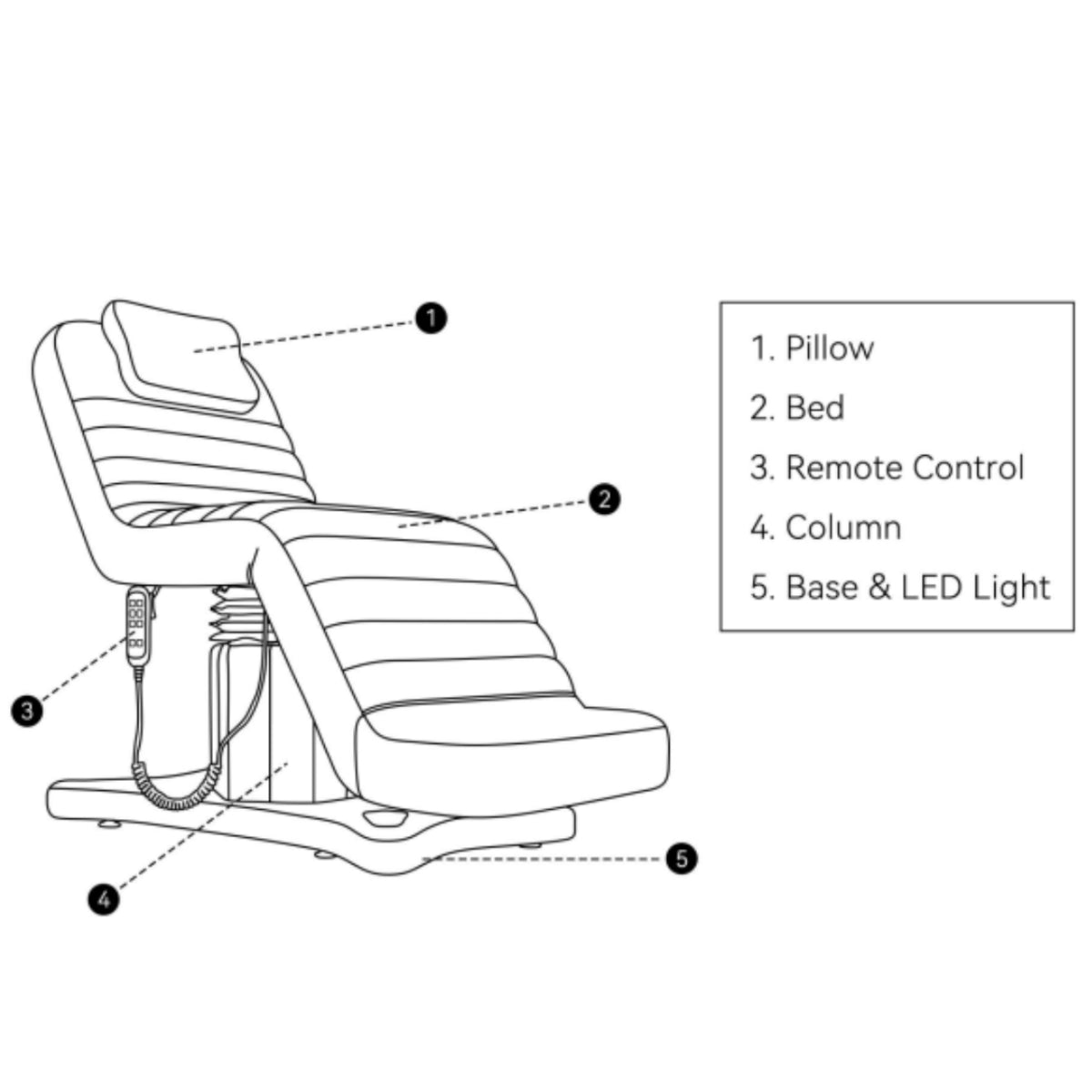 Manufakturo Grandeur Electric Lash Beauty Bed - 3 Motors Bare Blush - full product view on a white background