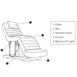 Manufakturo Grandeur Electric Lash Beauty Bed - 3 Motors Bare Blush - full product view on a white background