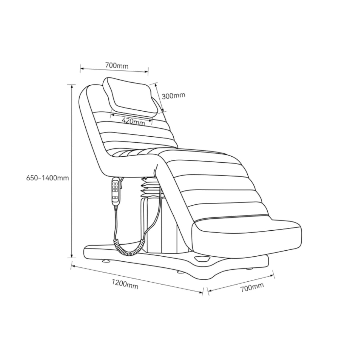 Manufakturo Grandeur Electric Lash Beauty Bed - 3 Motors Bare Blush - full product view on a white background