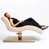 Manufakturo Prestige Hydraulic Eyelash Bed - Adjustable Headrest & High-Density Sponge Cocoa Mocha - full product view on a white background