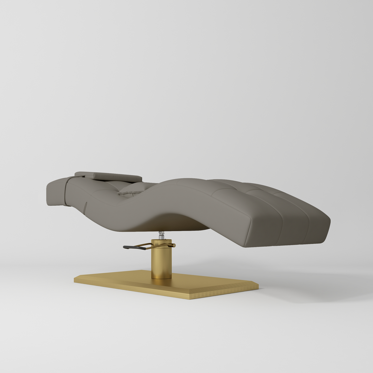 Manufakturo Prestige Hydraulic Eyelash Bed - Adjustable Headrest & High-Density Sponge Deep Ash - close-up of the upholstery and construction details