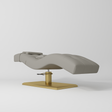 Manufakturo Prestige Hydraulic Eyelash Bed - Adjustable Headrest & High-Density Sponge Pearl Greige - close-up of the upholstery and construction details