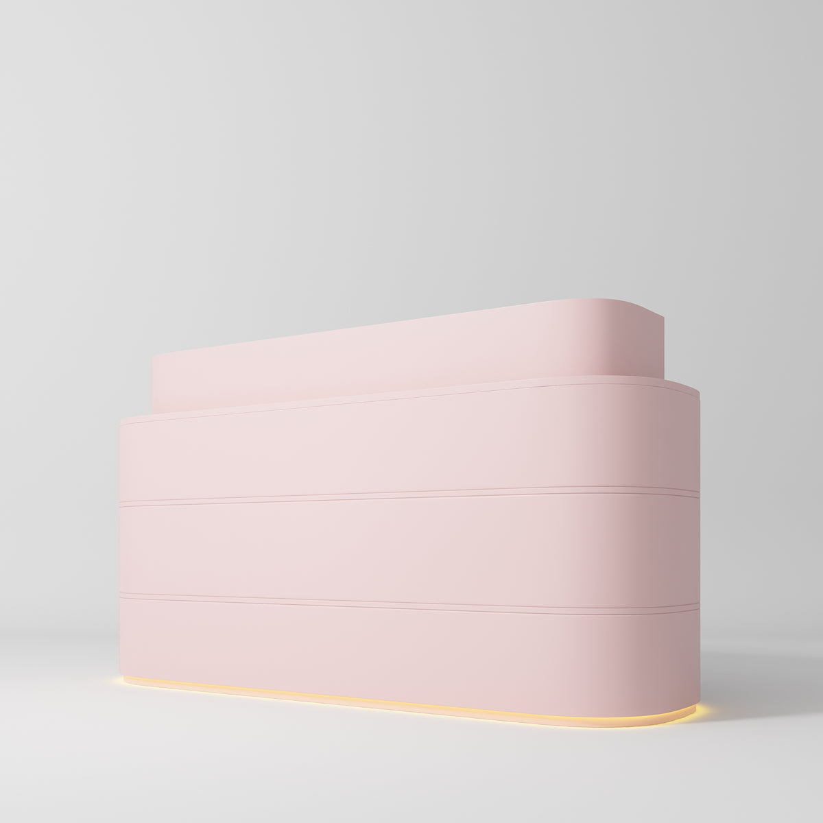 Manufakturo Lueur Premium Reception Desk for Luxury Beauty Salon with LED Base Bare Blush - close-up of a construction detail