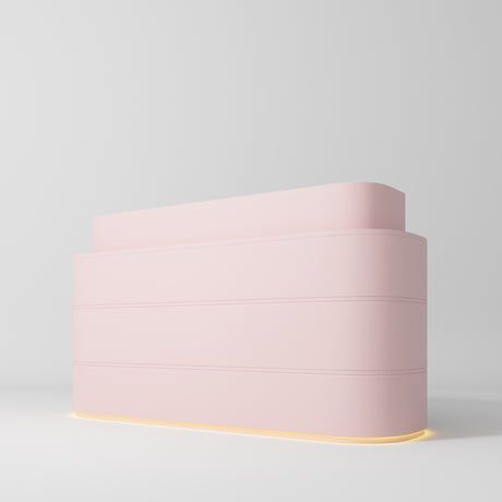 Manufakturo Lueur Premium Reception Desk for Luxury Beauty Salon with LED Base Bare Blush - close-up of a construction detail