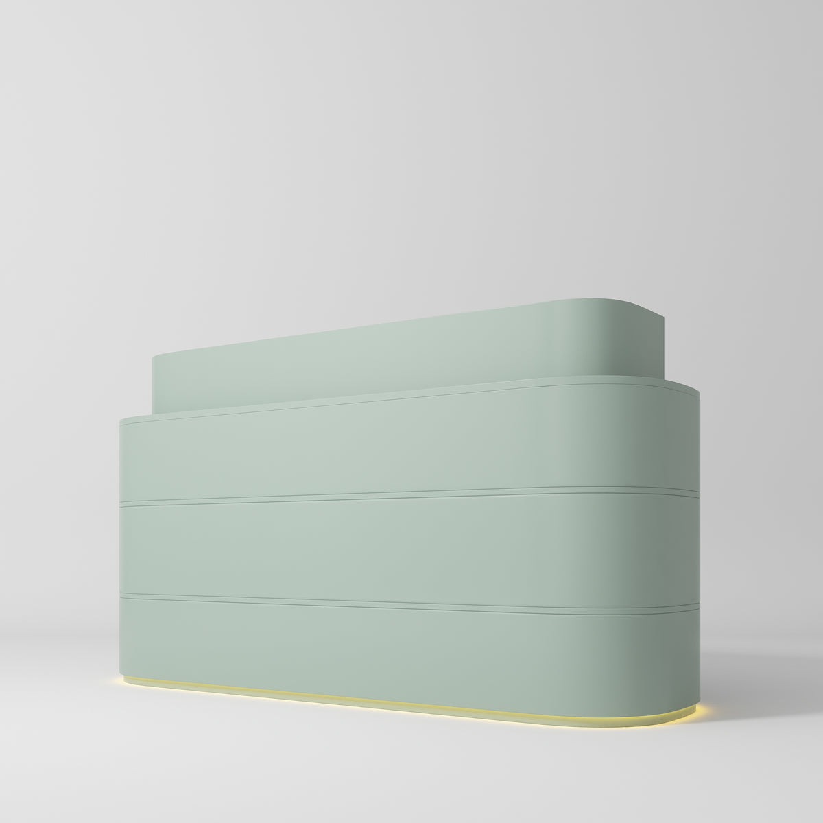 Manufakturo Lueur Premium Reception Desk for Luxury Beauty Salon with LED Base Olive - close-up of a construction detail