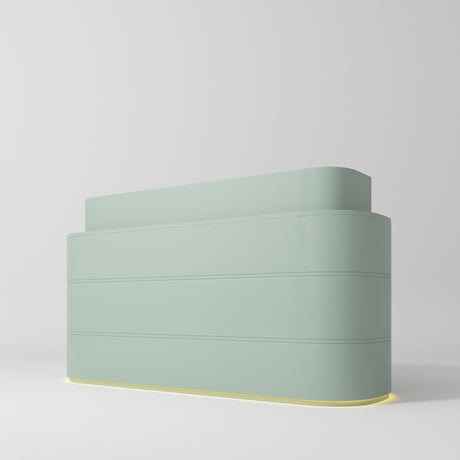 Manufakturo Lueur Premium Reception Desk for Luxury Beauty Salon with LED Base Olive - close-up of a construction detail
