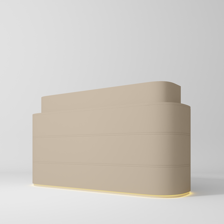 Manufakturo Lueur Premium Reception Desk for Luxury Beauty Salon with LED Base Warm Beige - close-up of a construction detail