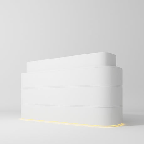 Manufakturo Lueur Premium Reception Desk for Luxury Beauty Salon with LED Base White - displayed in a professional treatment-room setting