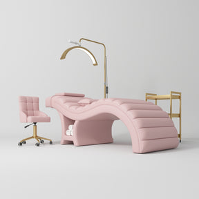 Manufakturo Luxe Bare Blush Complete Salon Set - Lash Beauty Bed, Chair, Moonlight & Trolley - close-up of a construction detail