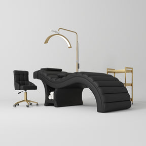 Manufakturo Luxe Black Complete Salon Set - Lash Beauty Bed, Chair, Moonlight & Trolley - close-up of a construction detail