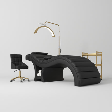 Manufakturo Luxe Black Complete Salon Set - Lash Beauty Bed, Chair, Moonlight & Trolley - close-up of a construction detail