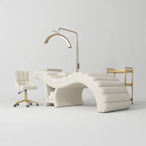 Manufakturo Luxe Creamy Complete Salon Set - Lash Beauty Bed, Chair, Moonlight & Trolley - close-up of a construction detail