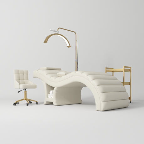 Manufakturo Luxe Creamy Complete Salon Set - Lash Beauty Bed, Chair, Moonlight & Trolley - close-up of a construction detail