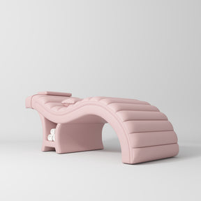 Manufakturo Luxe Eyelash Bed - Contoured Spa Couch with Towel Storage Bare Blush - displayed in a professional treatment-room setting