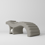 Manufakturo Luxe Eyelash Bed - Contoured Spa Couch with Towel Storage Pearl Greige - close-up of the upholstery and construction details