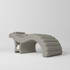 Manufakturo Luxe Eyelash Bed - Contoured Spa Couch with Towel Storage Pearl Greige - close-up of the upholstery and construction details
