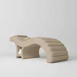 Manufakturo Luxe Eyelash Bed - Contoured Spa Couch with Towel Storage Warm Beige - close-up of the upholstery and construction details