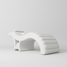 Manufakturo Luxe Eyelash Bed - Contoured Spa Couch with Towel Storage White - close-up of the upholstery and construction details
