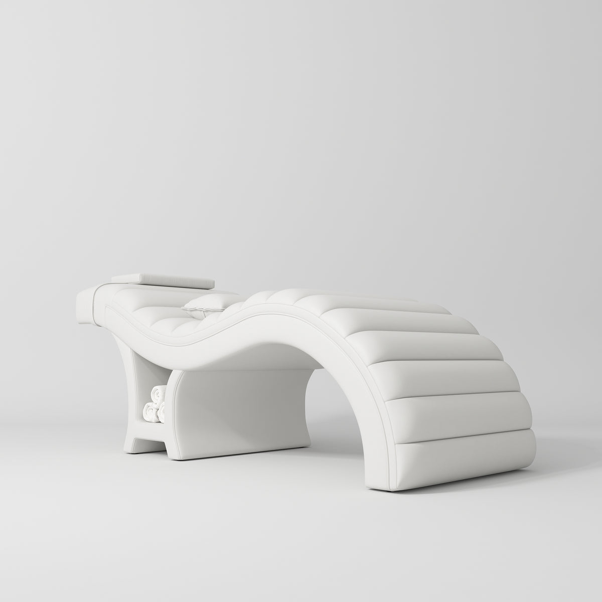 Manufakturo Luxe White Complete Salon Set - Lash Beauty Bed, Chair, Moonlight & Trolley - close-up of a construction detail