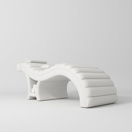 Manufakturo Luxe White Complete Salon Set - Lash Beauty Bed, Chair, Moonlight & Trolley - close-up of a construction detail