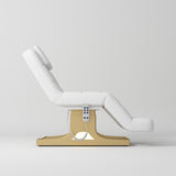 Manufakturo Saphir version A Luxury Electric Lash Beauty Bed - Hand & Foot Controls White - close-up of the upholstery and construction details