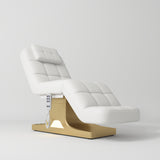 Manufakturo Saphir version A Luxury Electric Lash Beauty Bed - Hand & Foot Controls White - close-up of the upholstery and construction details