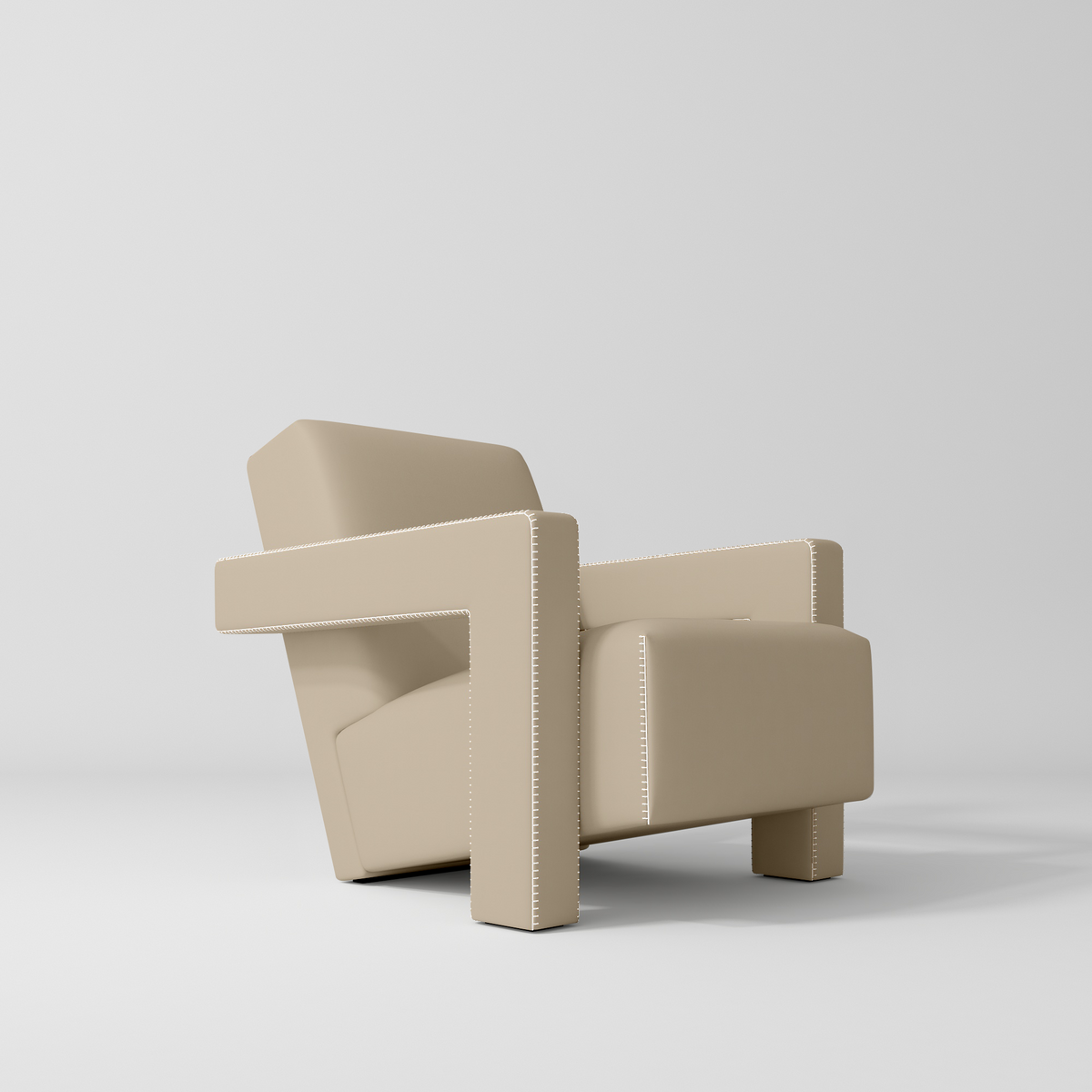 Manufakturo Luxury Lenné Reception Chair - Modern Accent for Salon Waiting Area Warm Beige - close-up of the upholstery and construction details