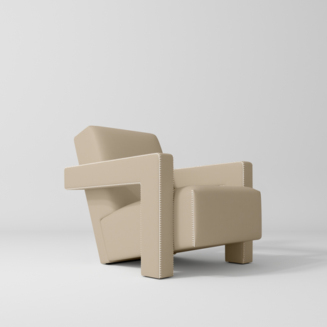 Manufakturo Luxury Lenné Reception Chair - Modern Accent for Salon Waiting Area Warm Beige - close-up of the upholstery and construction details
