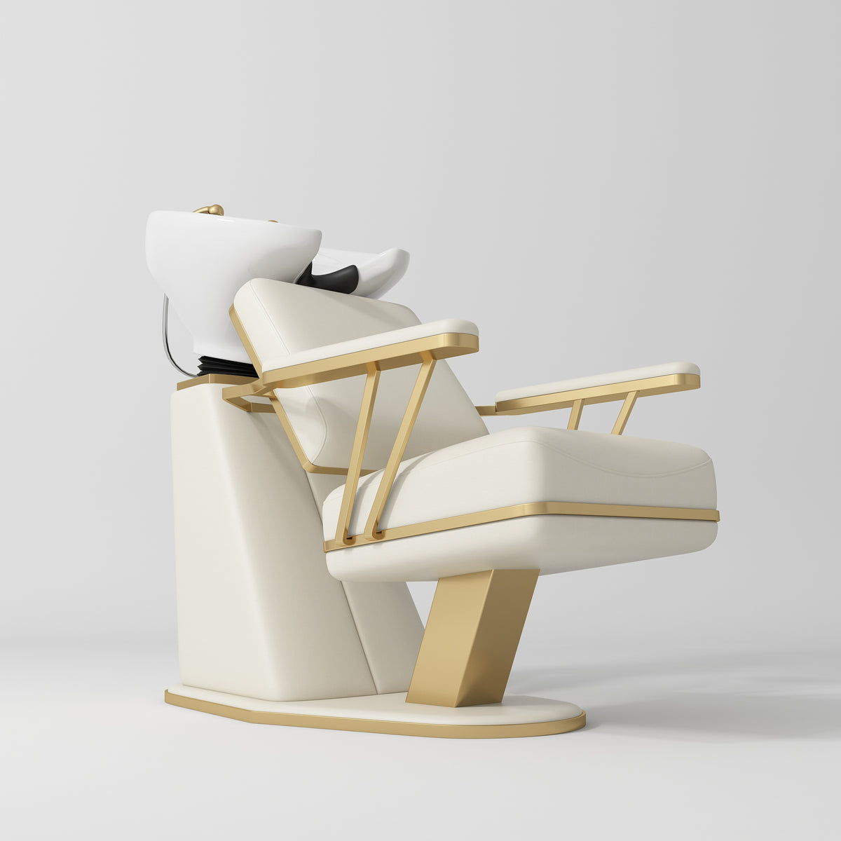 Manufakturo Maison Luxury Hair Salon Backwash Unit Creamy - White Bowl - close-up of the upholstery and construction details